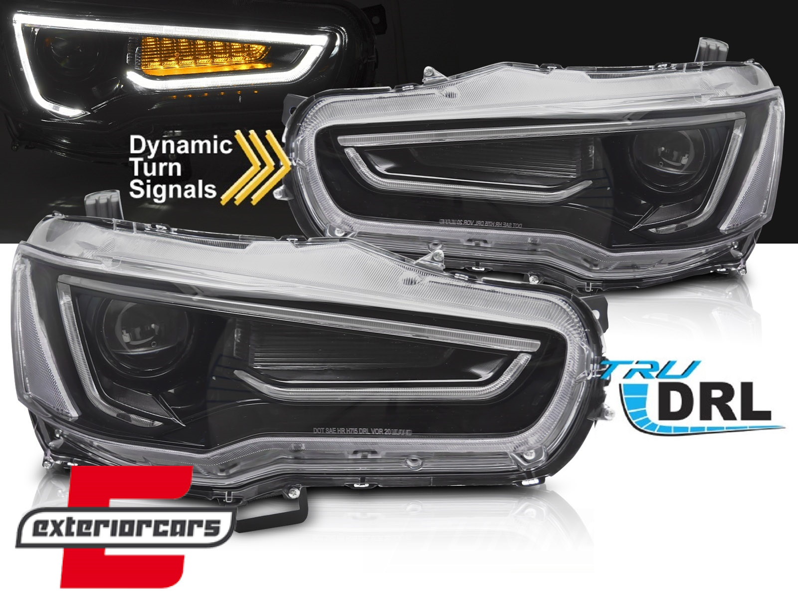 Prednja svjetla LED DRL SEQ žmigavci (crna) / Mitsubishi Lancer 8 (2007-2017)