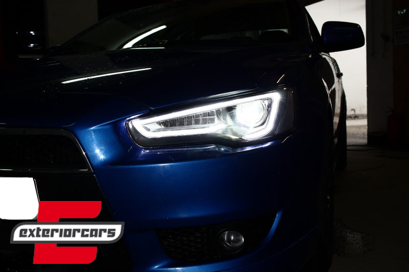Prednja svjetla LED DRL SEQ žmigavci (crna) / Mitsubishi Lancer 8 (2007-2017) - Slika 14