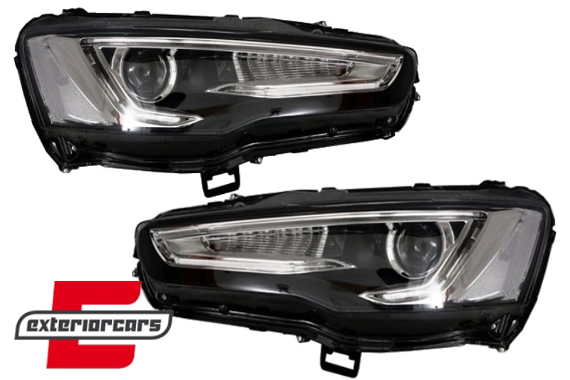 Prednja svjetla LED DRL SEQ žmigavci (crna) / Mitsubishi Lancer 8 (2007-2017) - Slika 2