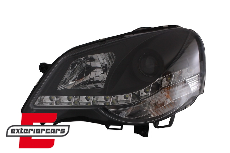 Prednja svjetla LED DayLine (crna) / Volkswagen Polo 9N3 (04.2005-2009) - Slika 2