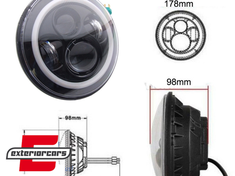 CREE LED prednji farovi Angel Eye (crna) / Jeep Wrangler JK TJ LJ Land ROVER Defender Mercedes W463 - Slika 2