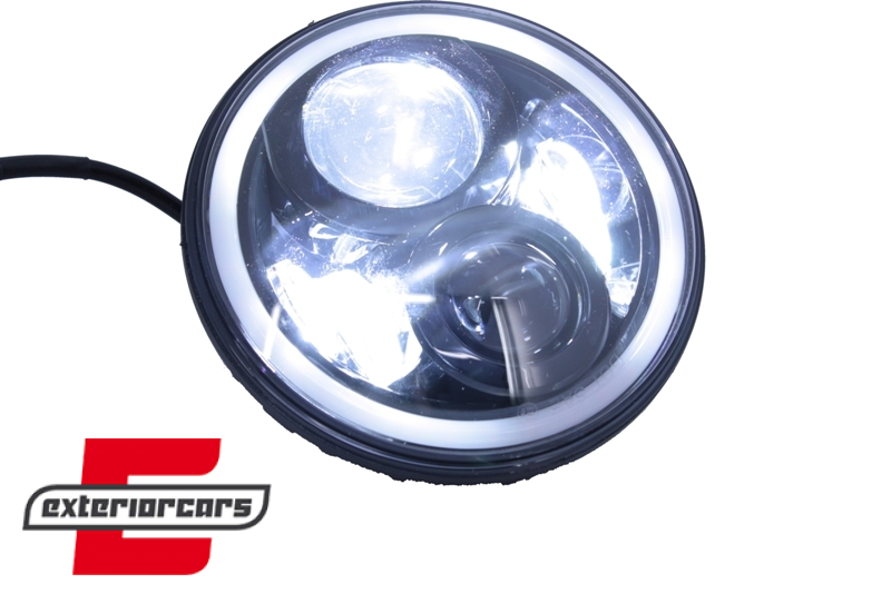 CREE LED prednji farovi Angel Eye (crna) / Jeep Wrangler JK TJ LJ Land ROVER Defender Mercedes W463 - Slika 3