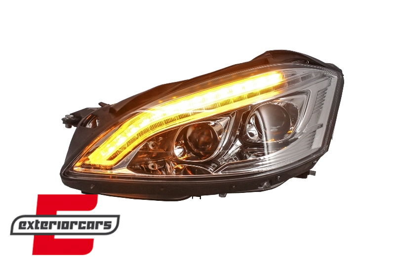 Prednja svjetla LED DRL W222 look (chrome) / Mercedes S-klasa W221 (2005-2009) - Slika 10