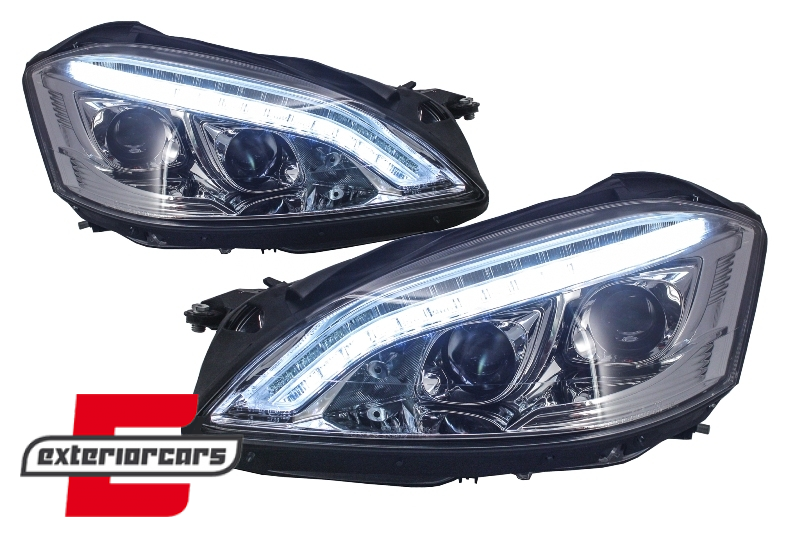 Prednja svjetla LED DRL W222 look (chrome) / Mercedes S-klasa W221 (2005-2009) - Slika 5