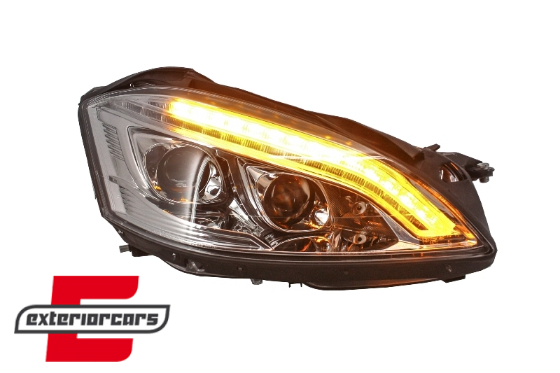 Prednja svjetla LED DRL W222 look (chrome) / Mercedes S-klasa W221 (2005-2009) - Slika 9