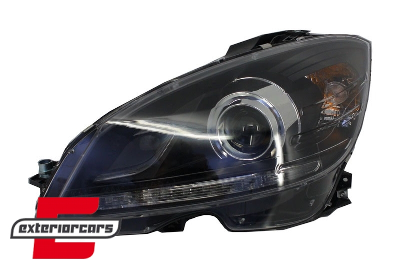 Prednja svjetla LED DRL Facelift look (crna) / Mercedes C klasa W204 S204 limuzina karavan (2007-2010) - Slika 5