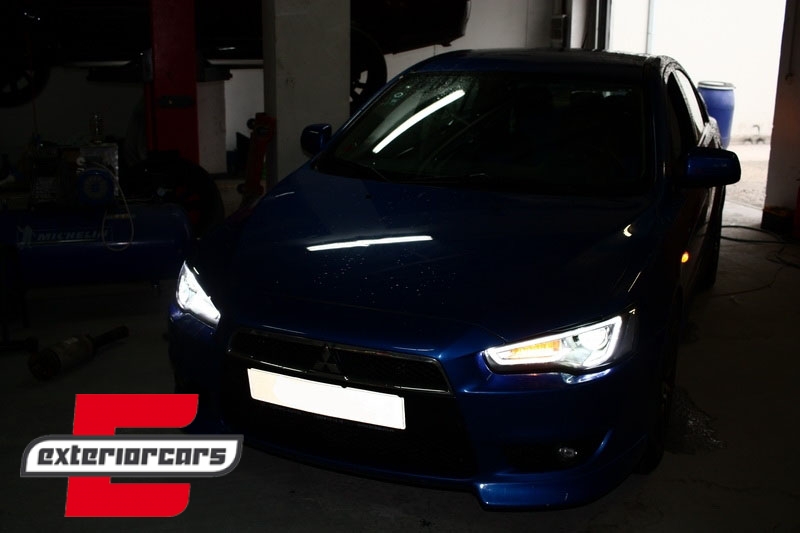 Prednja svjetla LED DRL SEQ žmigavci (crna) / Mitsubishi Lancer 8 (2007-2017) - Slika 11