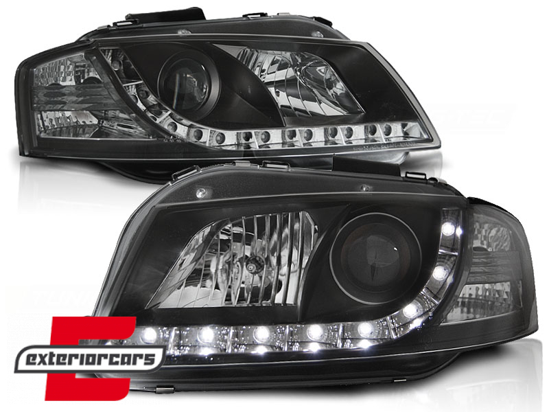 Prednja svjetla LED DayLight (crna) / Audi A3 8P 8PA (2003-2008) - Slika 2