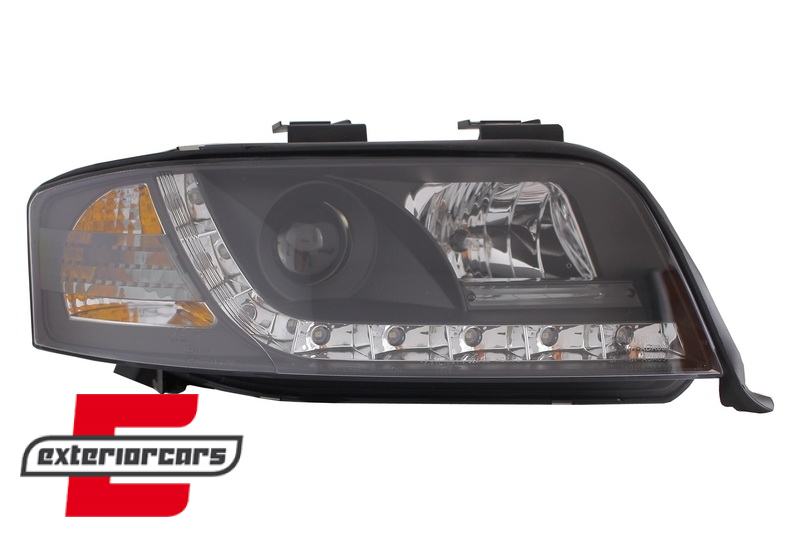 Prednja svjetla LED DayLight (crna) / Audi A6 4B C5 (06.2001-05.2004) - Slika 2