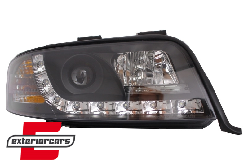 Prednja svjetla LED DayLight (crna) / Audi A6 4B C5 (06.2001-05.2004) - Slika 3