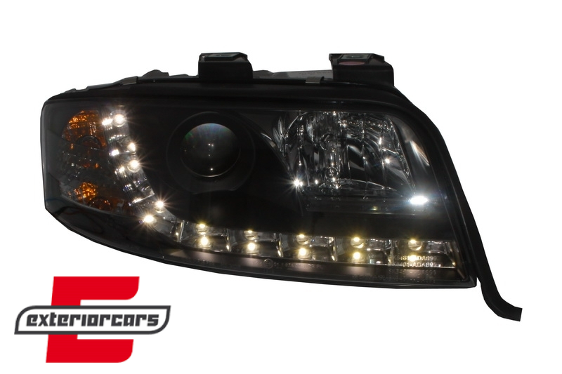 Prednja svjetla LED DayLight (crna) / Audi A6 4B C5 (06.2001-05.2004) - Slika 4