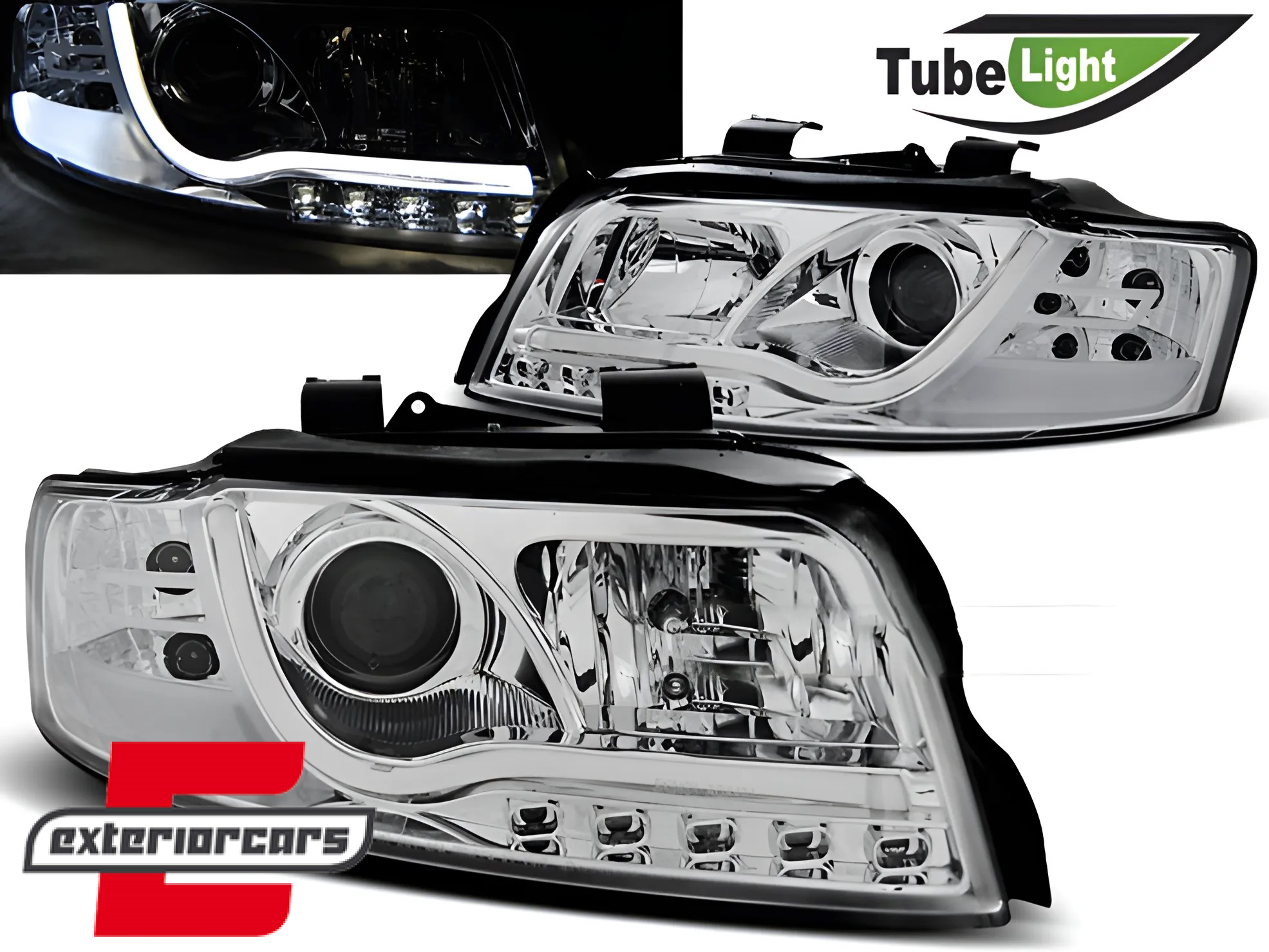 Prednja svjetla LED TubeLights dizajn (chrome) / Audi A4 B6 (2000-2004)