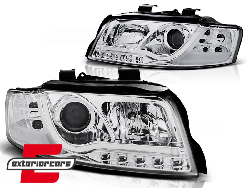 Prednja svjetla LED TubeLights dizajn (chrome) / Audi A4 B6 (2000-2004) - Slika 2