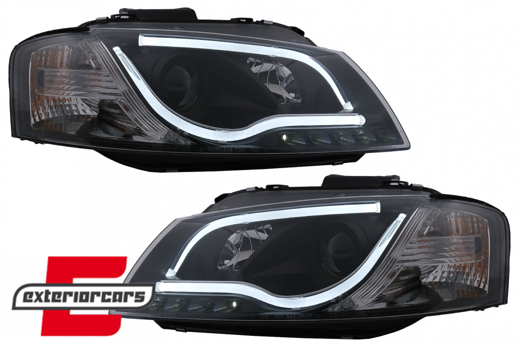 Prednja svjetla LED TubeLight DRL (crna) / Audi A3 8P 8PA (2003-2008) - Slika 2