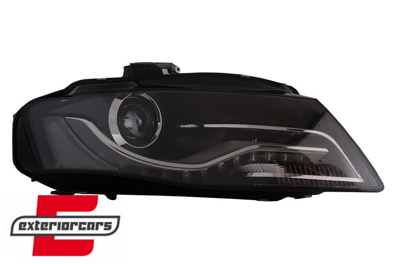 Prednja svjetla LED DRL Xenon look (crna) / Audi A4 B8 (2008-2011) - Slika 3