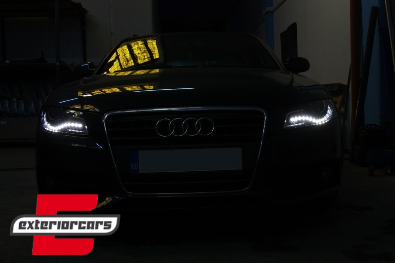 Prednja svjetla LED DRL Xenon look (crna) / Audi A4 B8 (2008-2011) - Slika 7