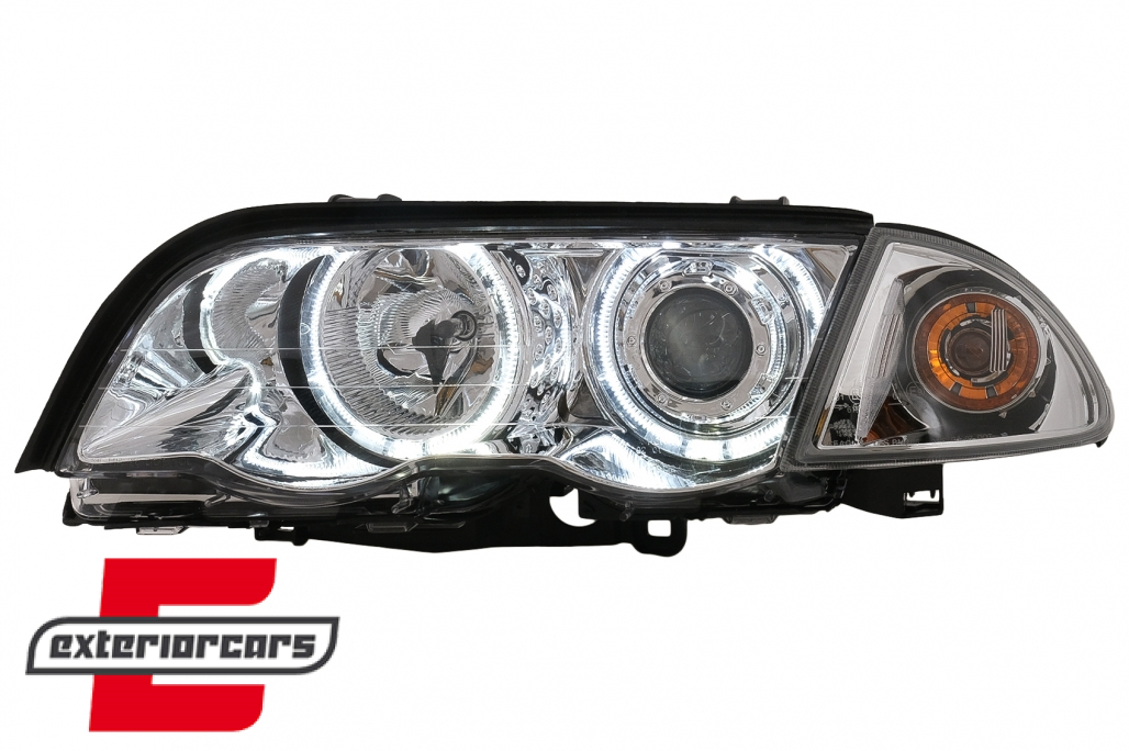 Prednja svjetla LED Angel Eyes (chrome) / BMW serije 3 E46 limuzina karavan (05.1998-08.2001) - Slika 11