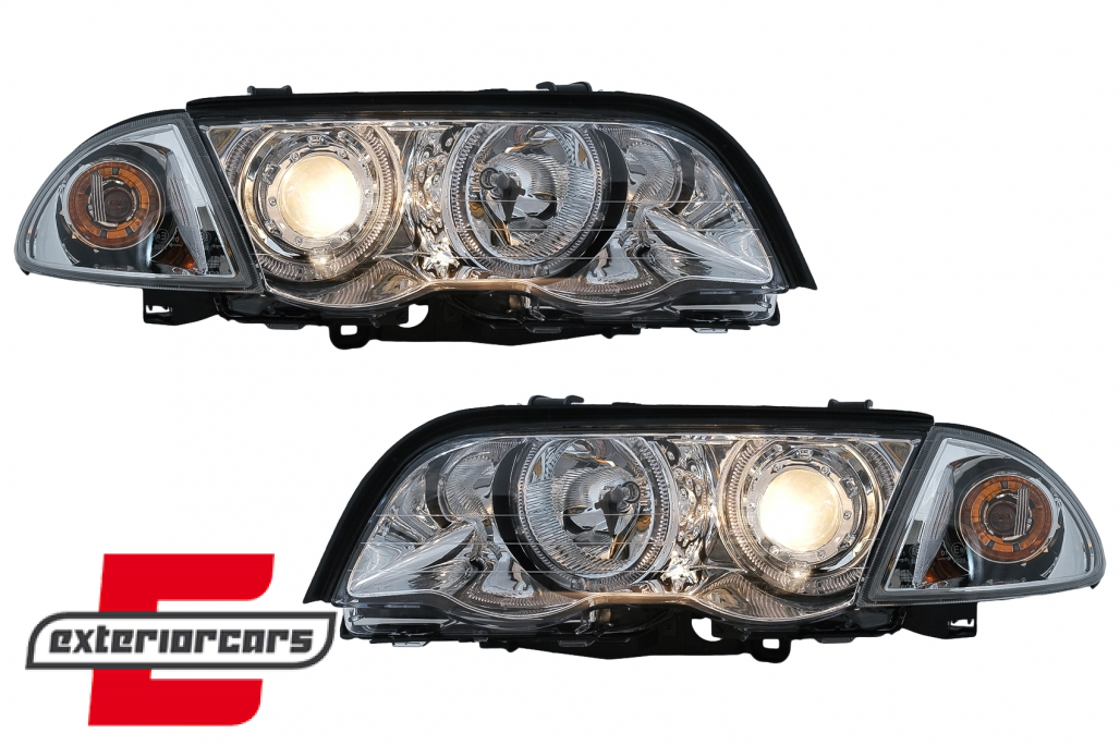 Prednja svjetla LED Angel Eyes (chrome) / BMW serije 3 E46 limuzina karavan (05.1998-08.2001) - Slika 13