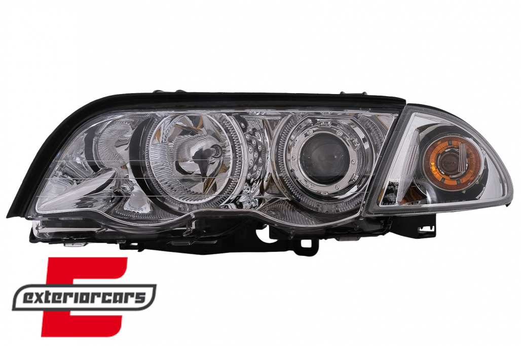 Prednja svjetla LED Angel Eyes (chrome) / BMW serije 3 E46 limuzina karavan (05.1998-08.2001) - Slika 3