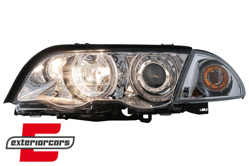 Prednja svjetla LED Angel Eyes (chrome) / BMW serije 3 E46 limuzina karavan (05.1998-08.2001) - Slika 8