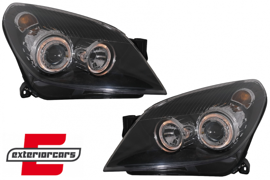 Prednja svjetla Angel Eyes (crna) / Opel Astra H (2004-2010) - Slika 2