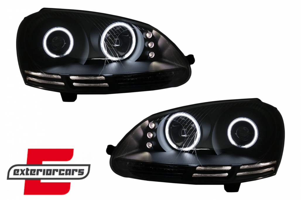 Prednja svjetla CCFL Angel Eyes (crna) / VW GOLF 5 / JETTA (2004-2009) - Slika 2