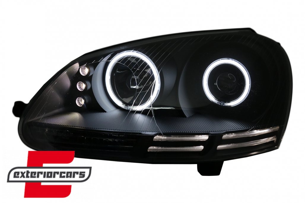 Prednja svjetla CCFL Angel Eyes (crna) / VW GOLF 5 / JETTA (2004-2009) - Slika 3