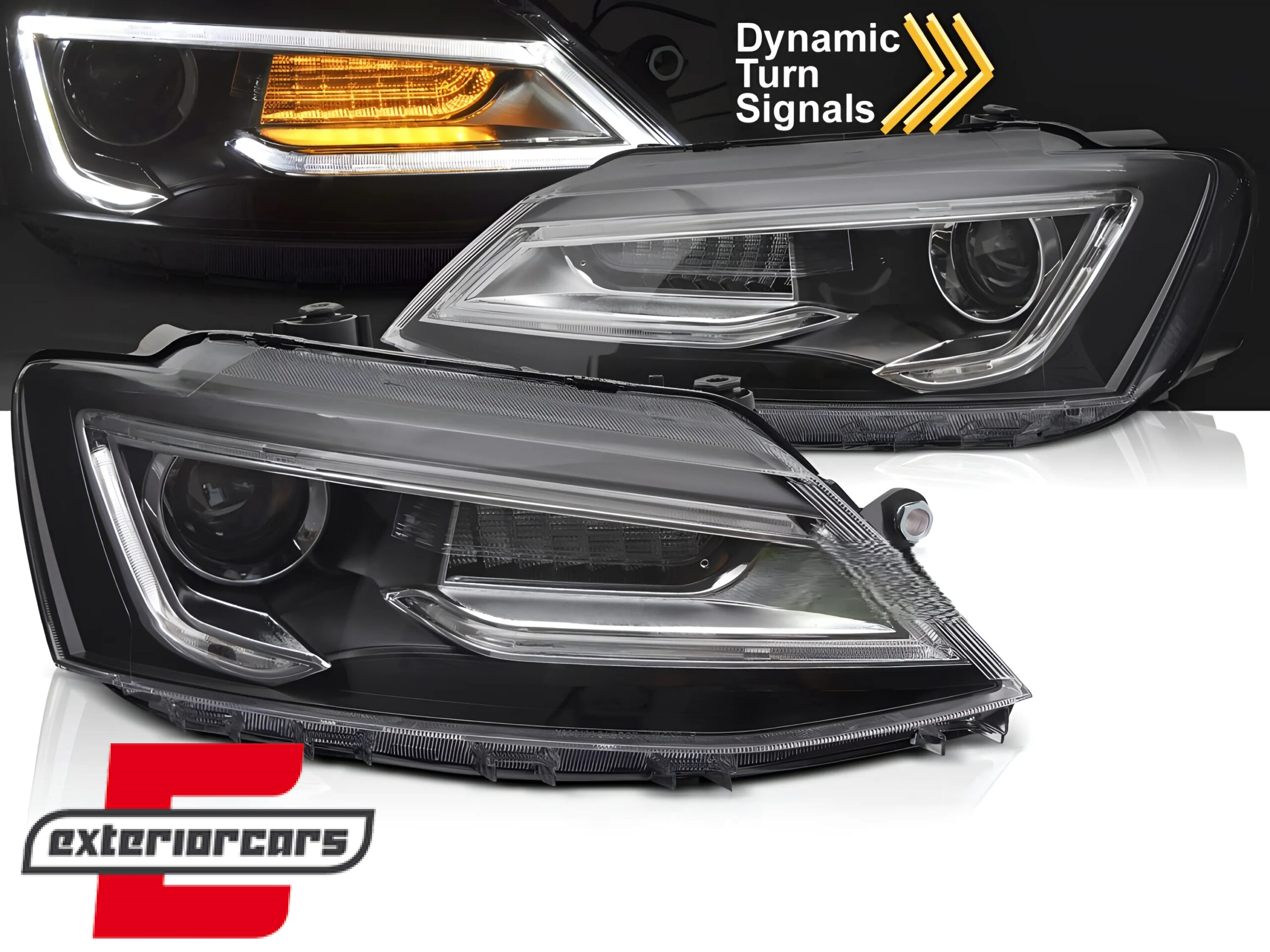 Prednja svjetla LED DRL SEQ žmigavci Bi-Xenon look (crna) / VW Jetta Mk6 VI (2011-2018)
