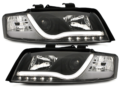 Prednja svjetla LED TubeLights dizajn (crna) / Audi A4 B6 (2000-2004) - Slika 22