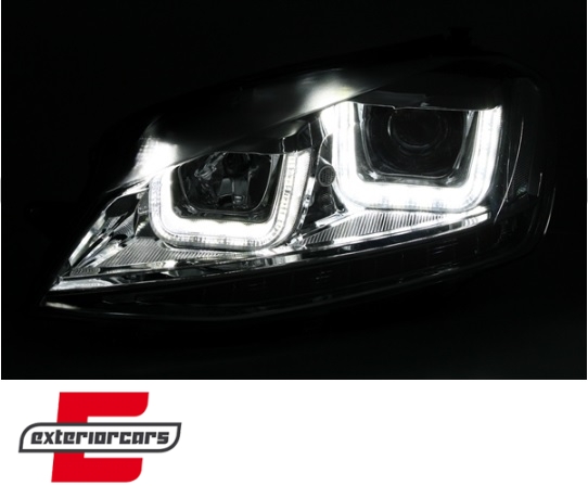 Prednja svjetla 3D LED U-dizajn LED žmigavci (chrome) / Volkswagen Golf VII (2012-2017) - Slika 3