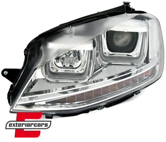 Prednja svjetla 3D LED U-dizajn LED žmigavci (chrome) / Volkswagen Golf VII (2012-2017) - Slika 2