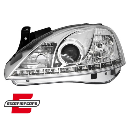 Prednja svjetla LED DayLight (chrome) / Opel Corsa C (2000-2006) - Slika 2