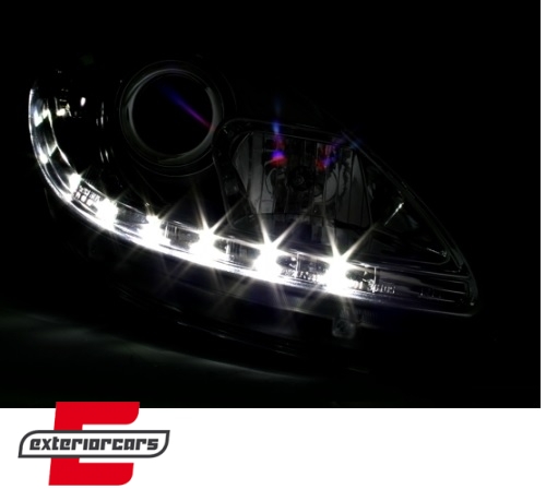 Prednja svjetla LED DRL (chrome) / SEAT ALTEA LEON TOLEDO (04-09) - Slika 3