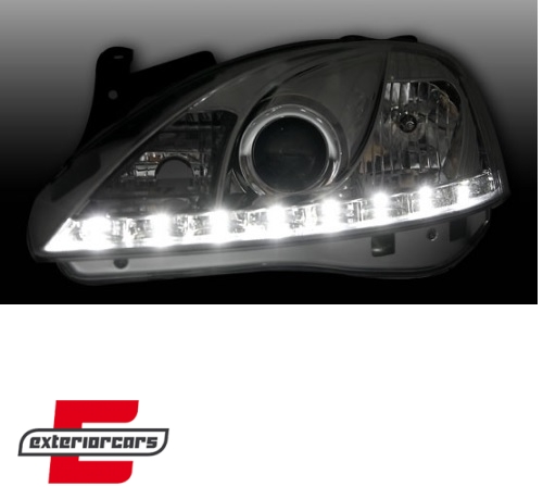 Prednja svjetla LED DayLight (chrome) / Opel Corsa C (2000-2006) - Slika 3