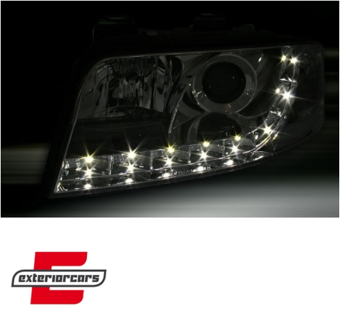 Prednja svjetla LED DayLight (chrome) / Audi A6 4B C5 (06.2001-05.2004) - Slika 3