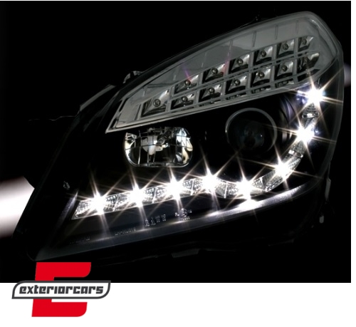 Prednja svjetla LED DayLight (crna) / Opel Astra H (2004-2010) - Slika 4