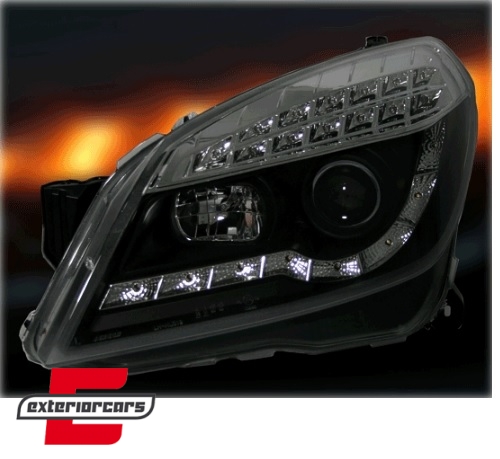 Prednja svjetla LED DayLight (crna) / Opel Astra H (2004-2010) - Slika 5