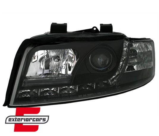 Prednja svjetla LED DayLight (crna) / Audi A4 B6 (2000-2004) - Slika 2