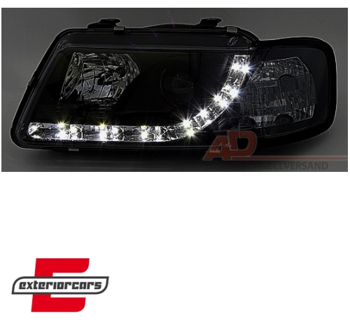 Prednja svjetla LED DayLight (crna) / Audi A3 (1996-2000) - Slika 3