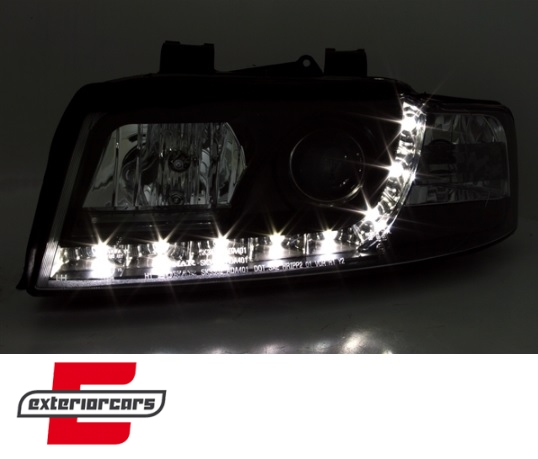 Prednja svjetla LED DayLight (crna) / Audi A4 B6 (2000-2004) - Slika 3