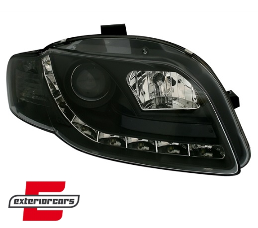 Prednja svjetla LED DayLights (crna) / Audi A4 B7 (2004-2008) - Slika 2