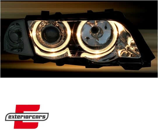 Prednja svjetla Angel Eyes (chrome) / BMW serije 3 E46 limuzina karavan (05.1998-08.2001) - Slika 3