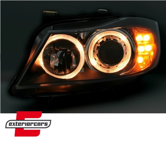 Prednja svjetla Angel Eyes LED žmigavci (crna) / BMW serije 3 E90 limuzina E91 karavan (03.2005-08.2008) - Slika 4