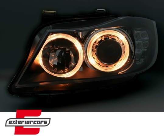 Prednja svjetla Angel Eyes LED žmigavci (crna) / BMW serije 3 E90 limuzina E91 karavan (03.2005-08.2008) - Slika 3