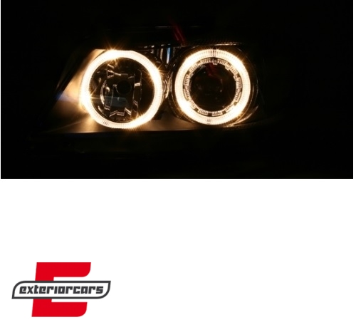 Prednja svjetla Angel Eyes (crna) / BMW serije 3 E90 limuzina E91 karavan (03.2005-08.2008) - Slika 3