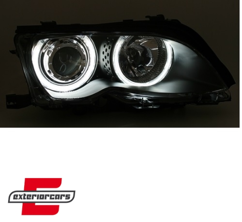 Prednja svjetla CCFL Angel Eyes (crna) / BMW serije 3 E46 Facelift limuzina karavan (2001-2005) - Slika 3