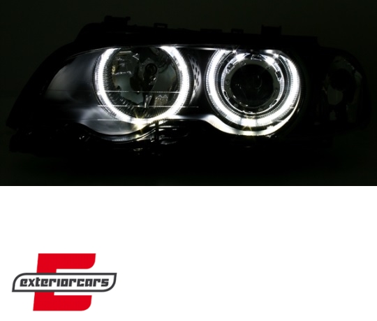 Prednja svjetla LED Angel Eyes (crna) / BMW serije 3 E46 Coupe Cabrio (04.1999-03.2003) - Slika 3