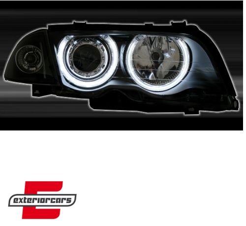 Prednja svjetla CCFL Angel Eyes (crna) / BMW serije 3 E46 limuzina karavan (05.1998-08.2001) - Slika 3