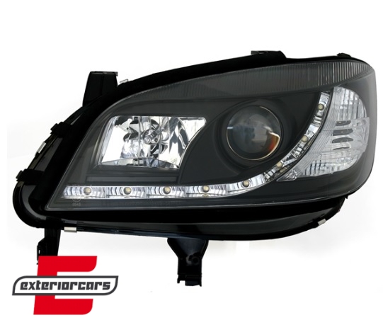 Prednja svjetla LED DayLight (crna) / Opel Zafira A (1999-2005) - Slika 2
