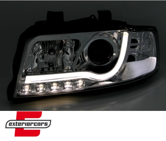 Prednja svjetla LED TubeLights dizajn (chrome) / Audi A4 B6 (2000-2004) - Slika 4